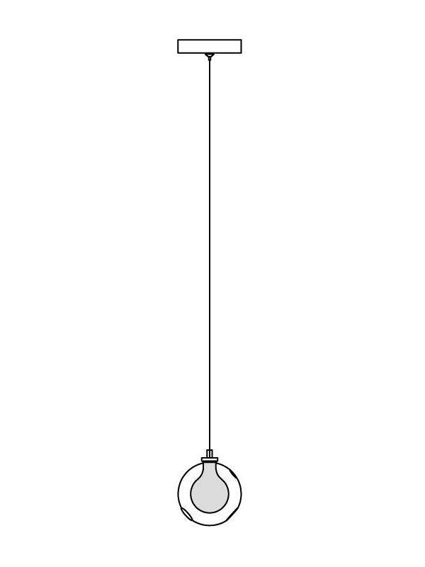 Line drawing of single suspended glass globe
