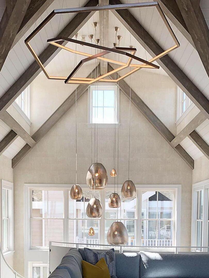Irregular Multilayer Gold Rings Vesanto Chandelier - Cueteks