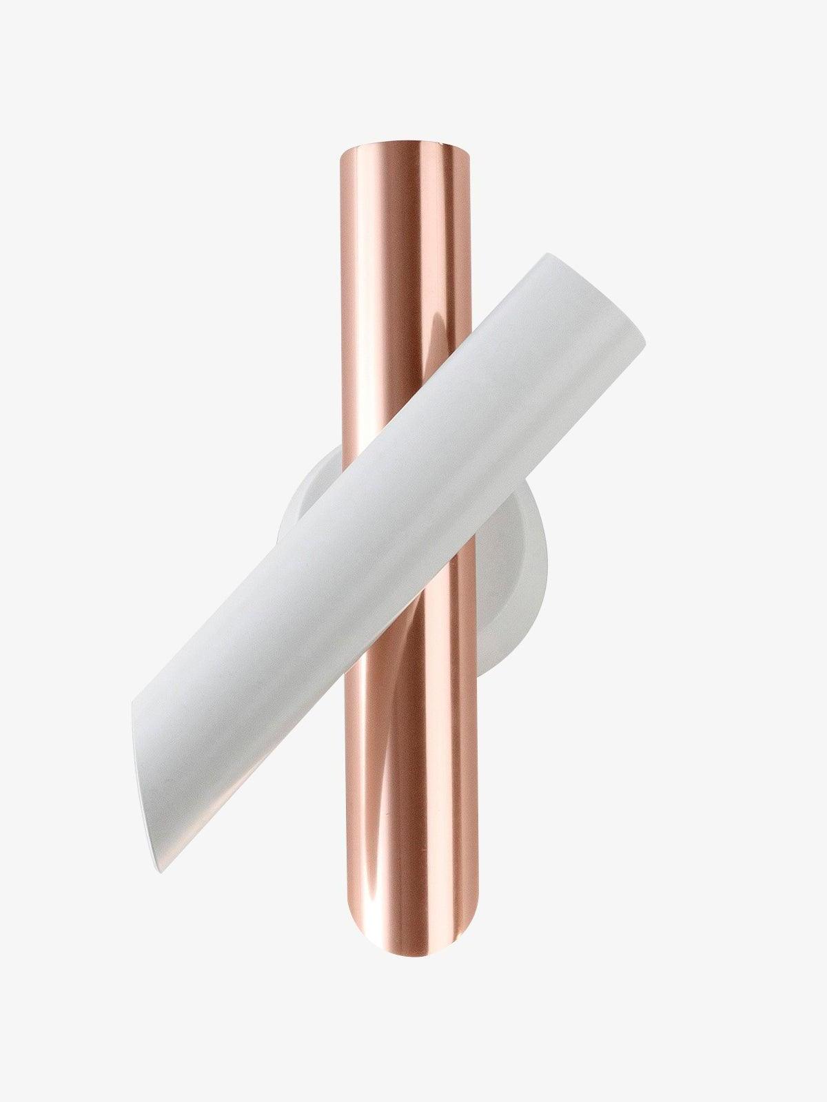 White diagonal tube crossing rose-gold wall lamp tube