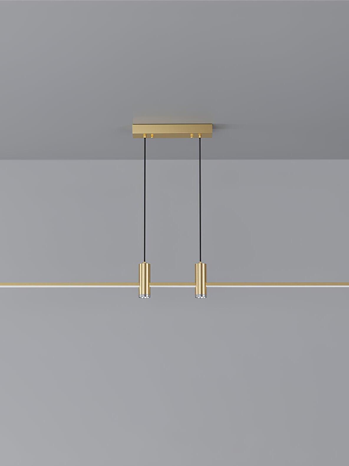 Gold Link pendant with a single horizontal light bar and two cylindrical heads