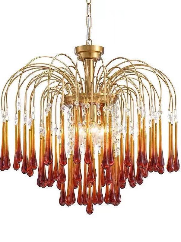 Long Caramel drops around glowing bulbs