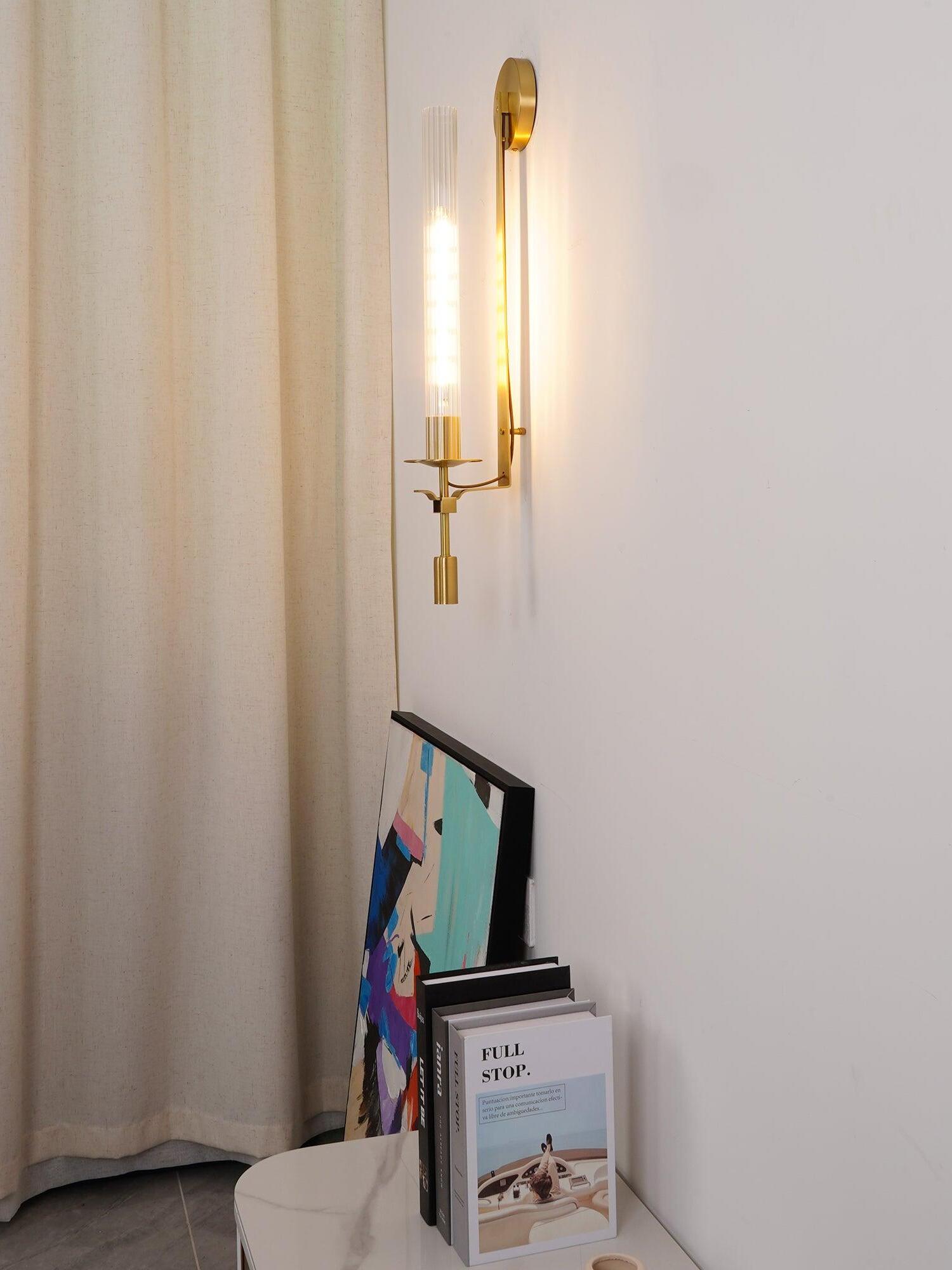 Retro Brass Fontanelle Glass Wall Lamp For Bedroom - Cueteks
