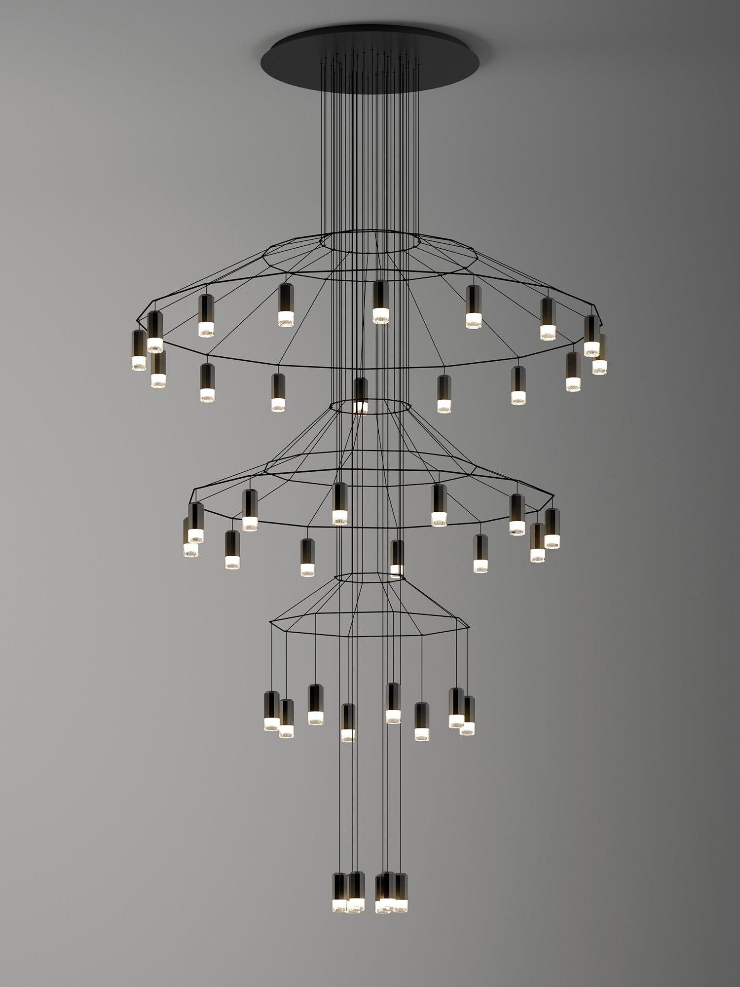 Industrial Metal Lines Multi-head Chandelier - Cueteks