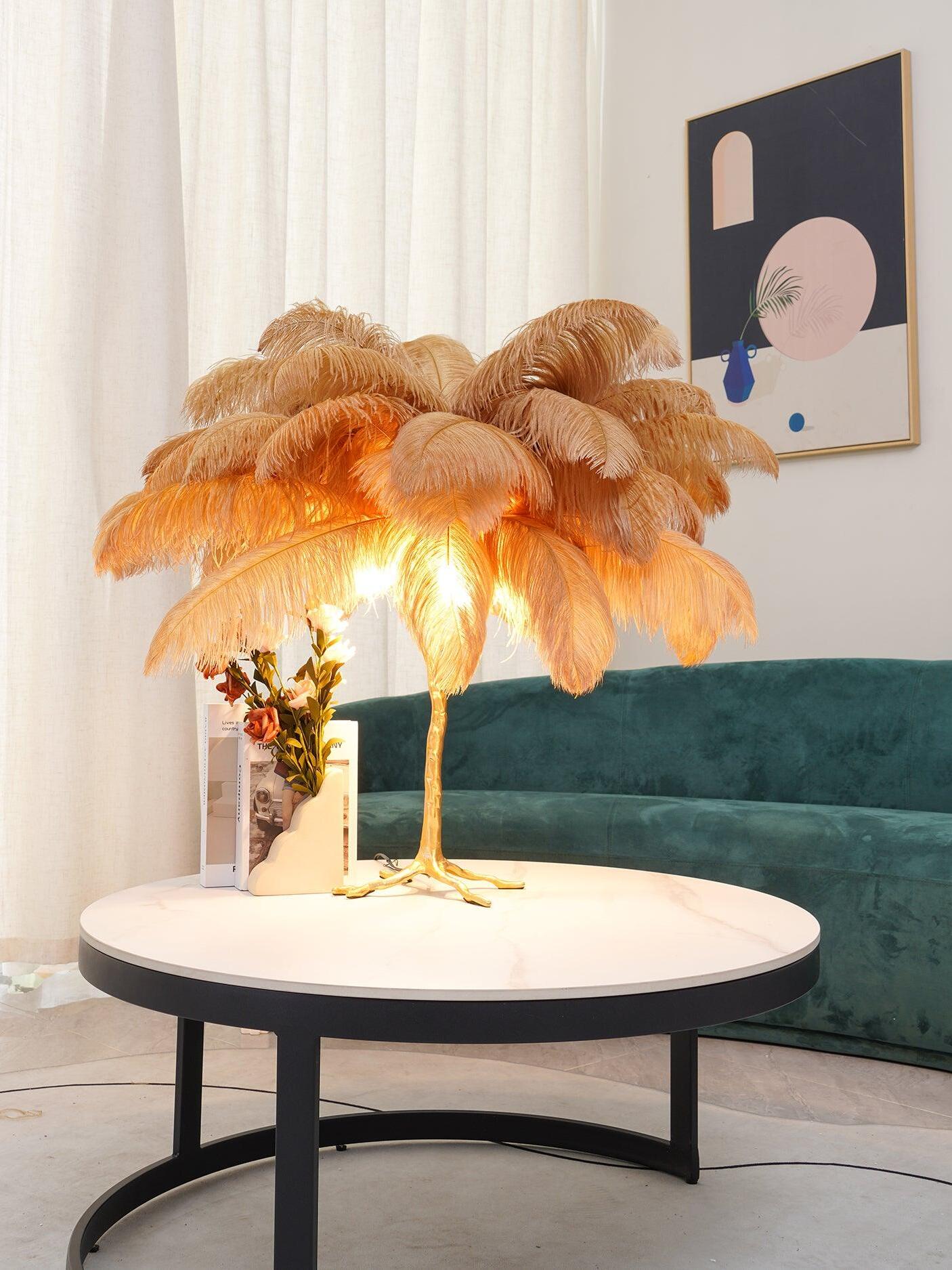 Ostrich Feather Table Lamp - Cueteks