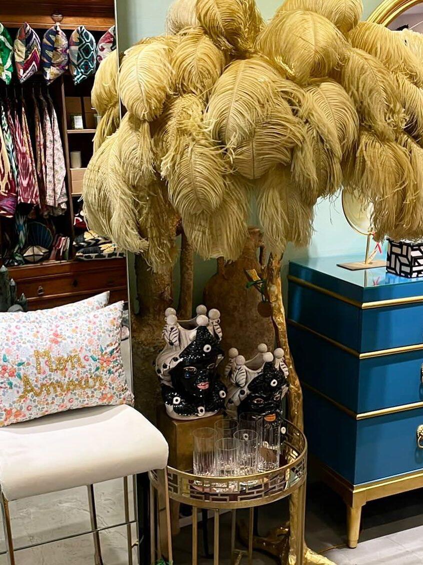 Ostrich Feather Resin Floor Light - Cueteks
