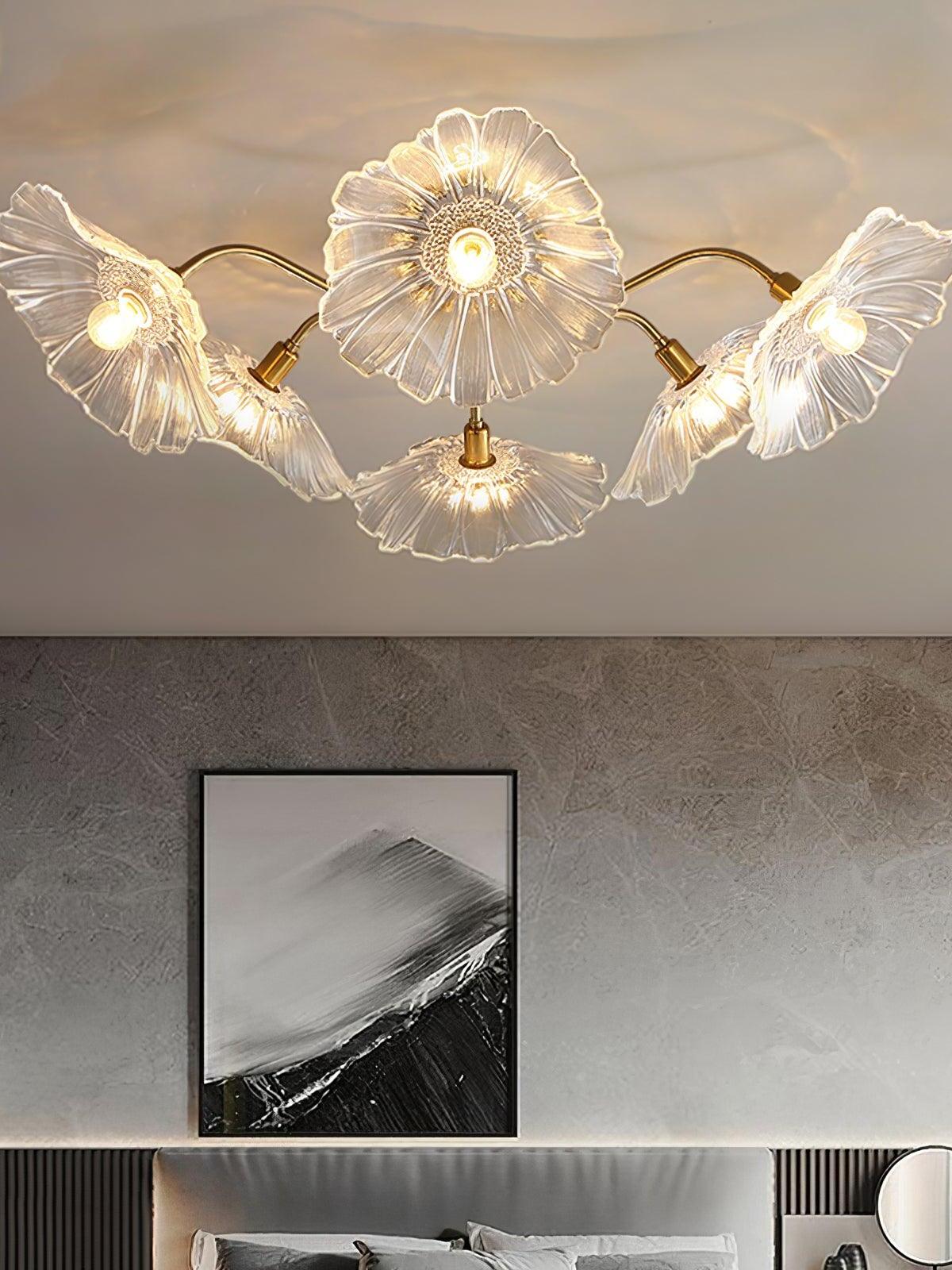 Lotus Leaf Glass Ceiling Lamp - Cueteks