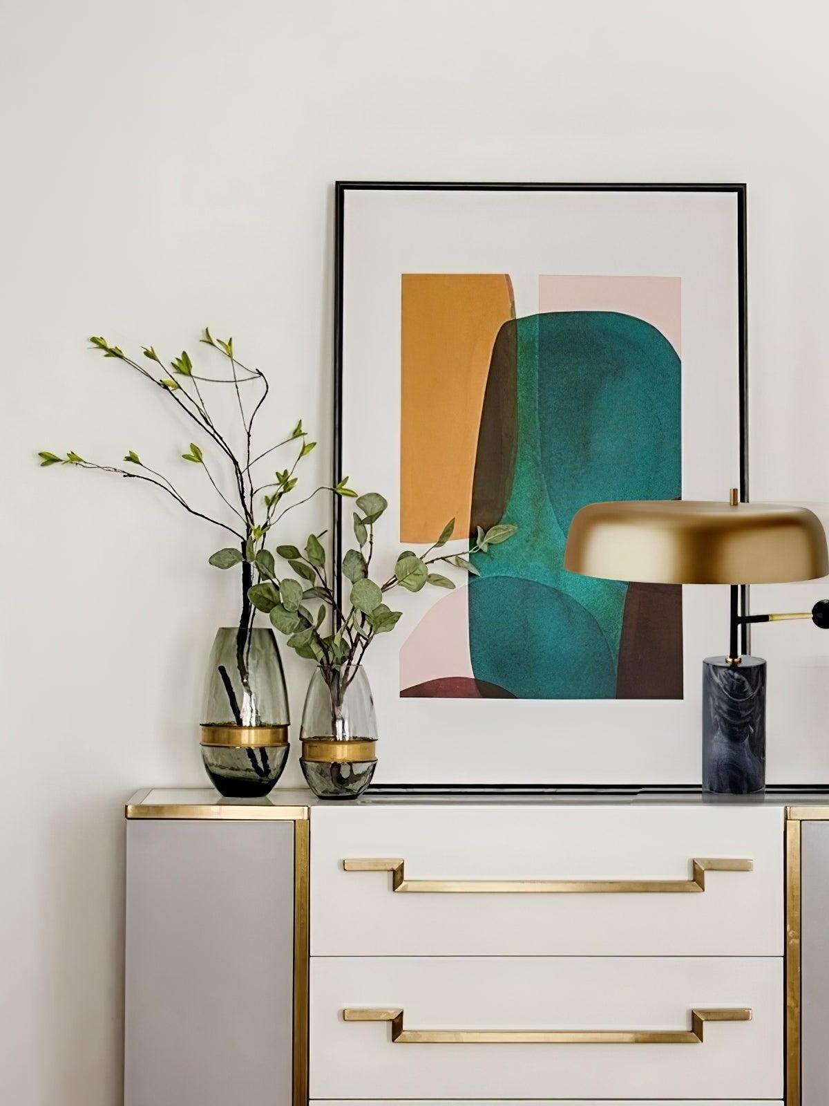 Adam Unique Black Gold Marble Table Light - Cueteks