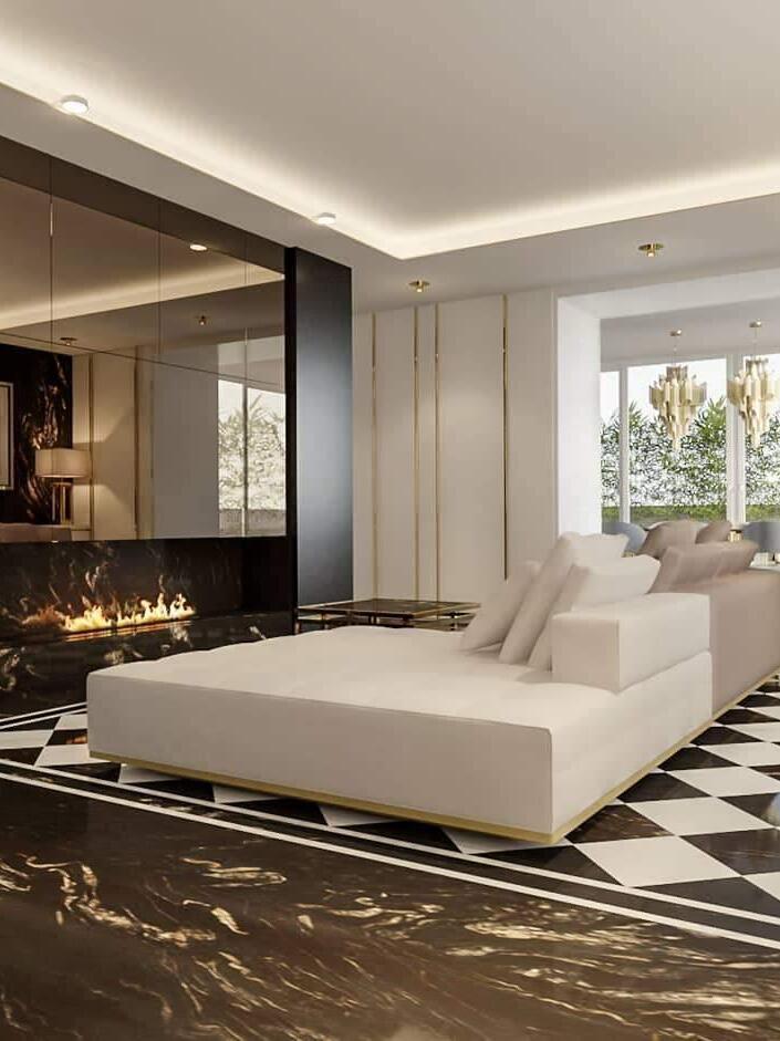 Chain-fringe ceiling light in a bedroom