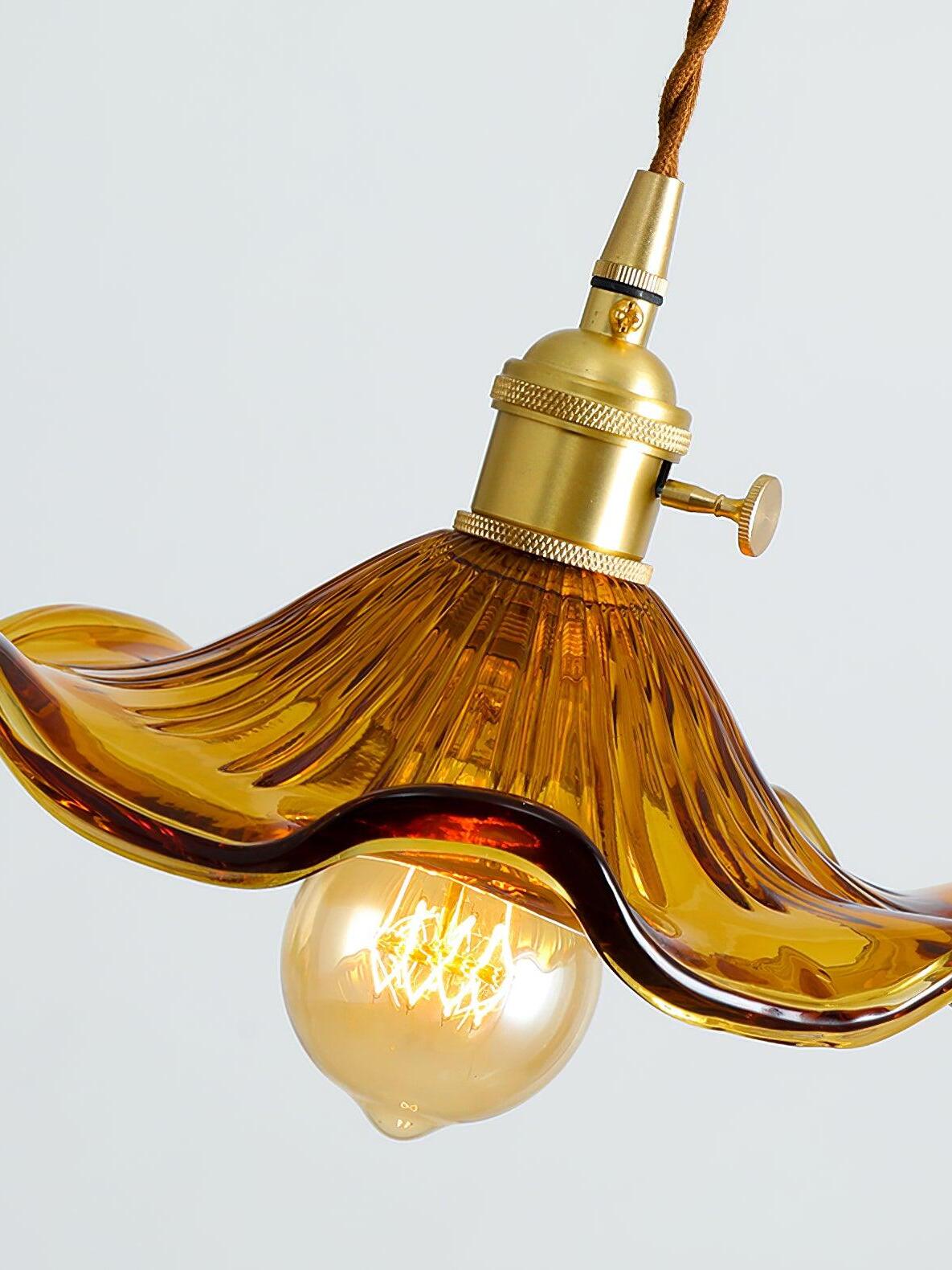 Glass Hibiscus Flower Pendant Light - Cueteks