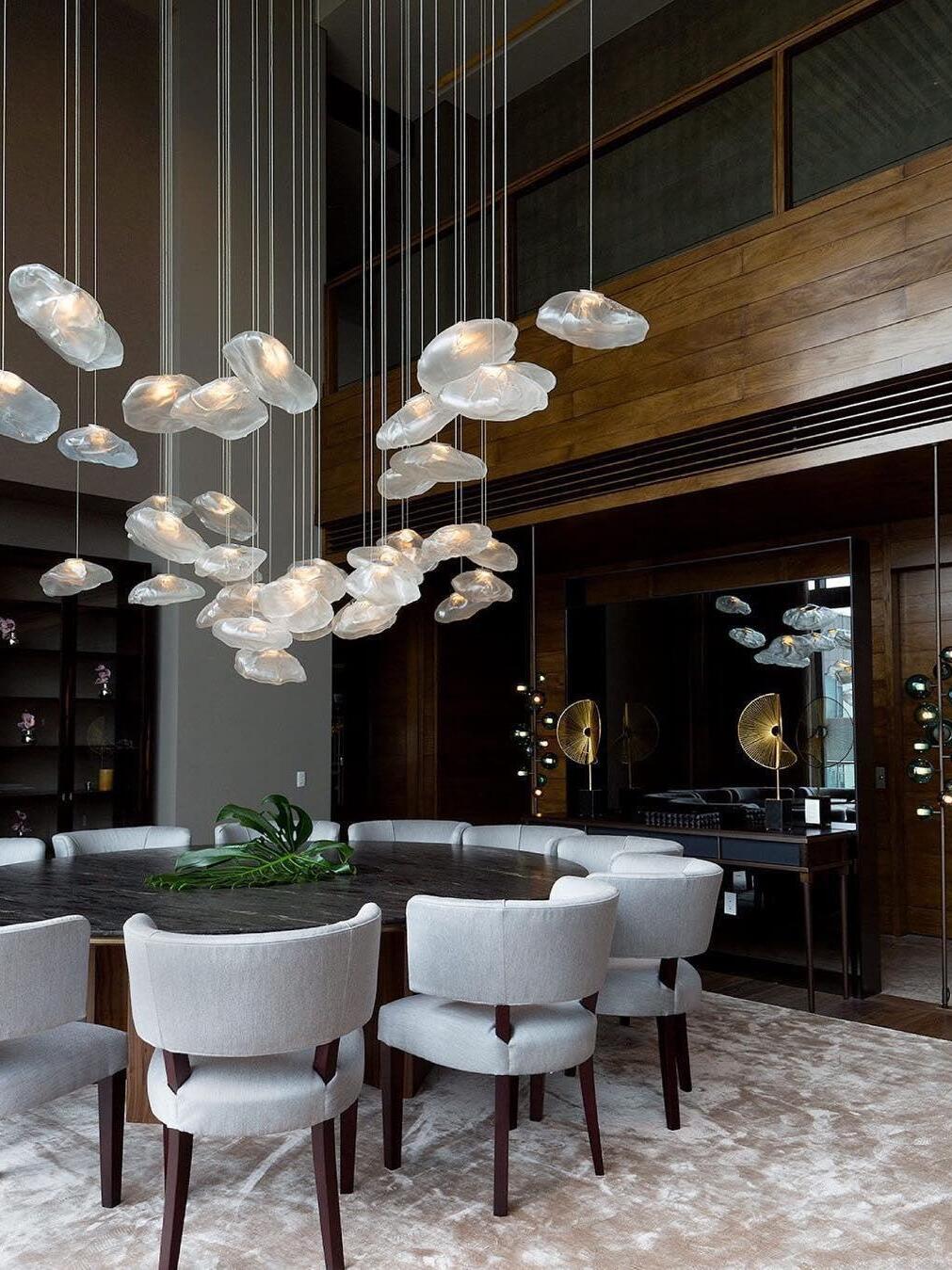Transparent Glass Random Rectangle Multiple Pendant Lamp - Cueteks