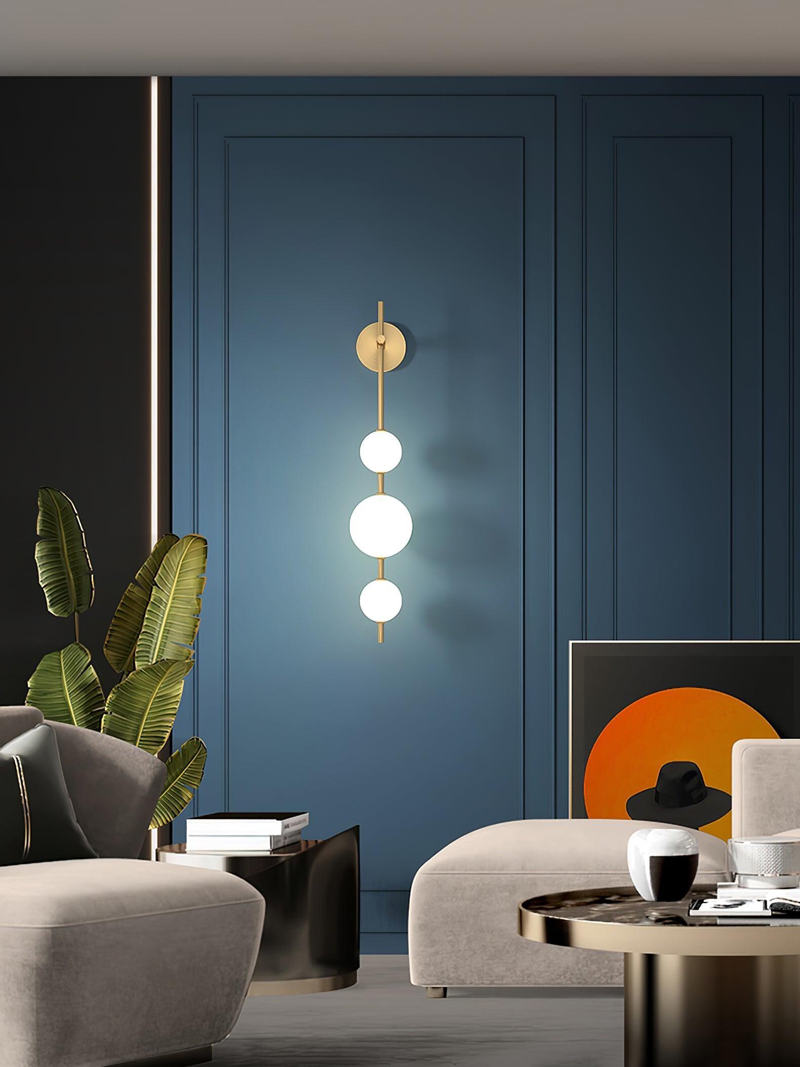 Delicate Glass Globe Vertical Brass Wall Lamp - Cueteks
