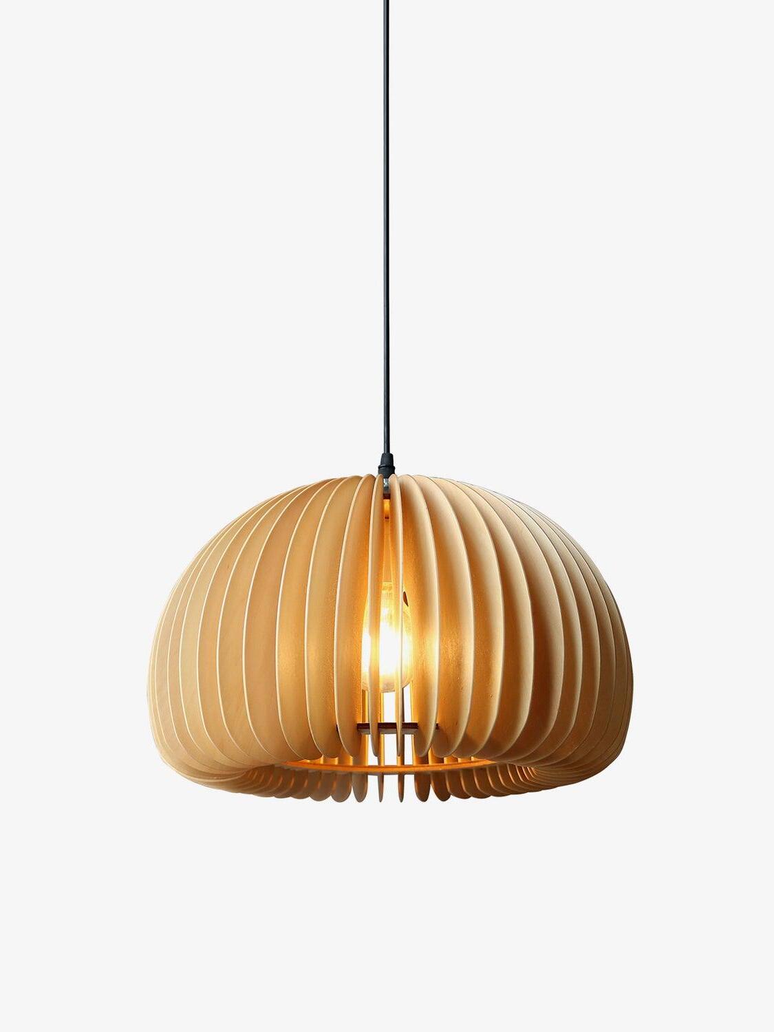 Rustic Wooden Pumpkin LED Pendant Lamp - Cueteks