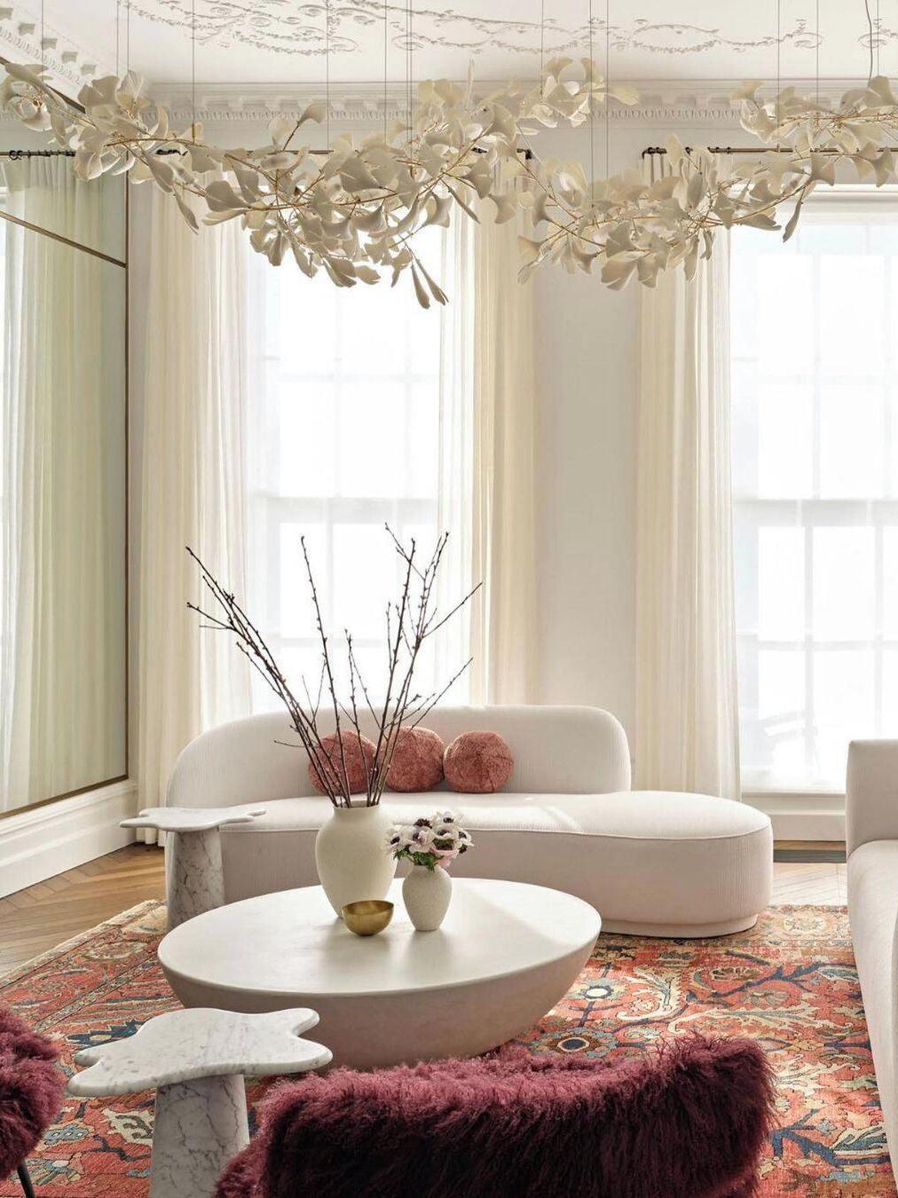 Modern Ceramics Flower Gingko Chandelier C - Cueteks