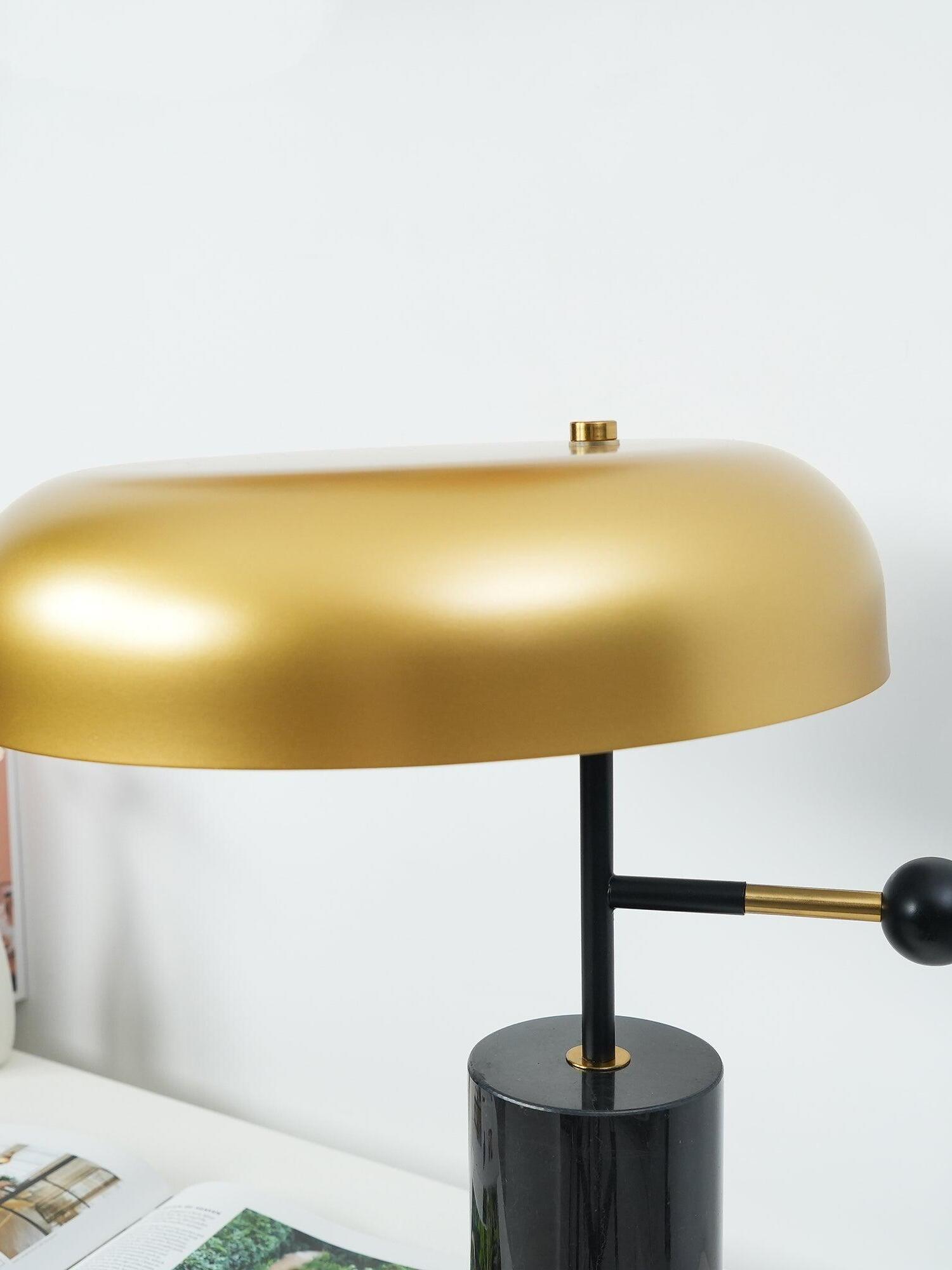 Adam Unique Black Gold Marble Table Light - Cueteks