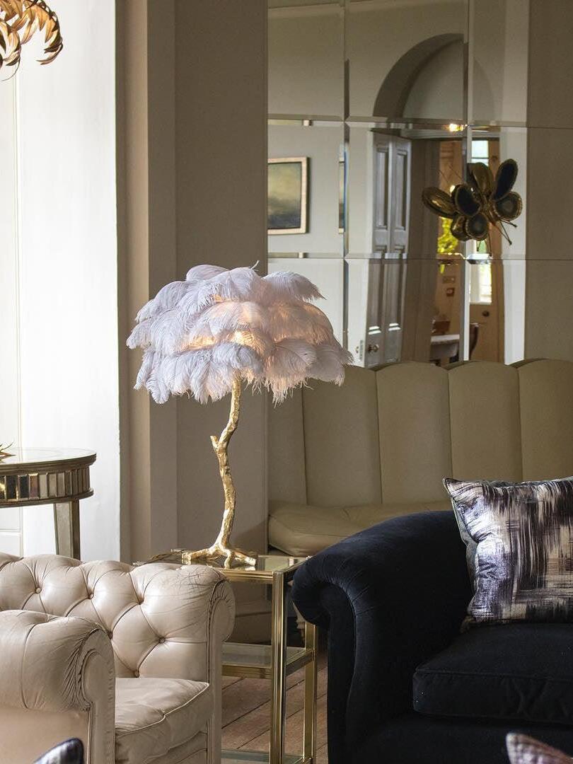 Ostrich Feather Table Lamp - Cueteks