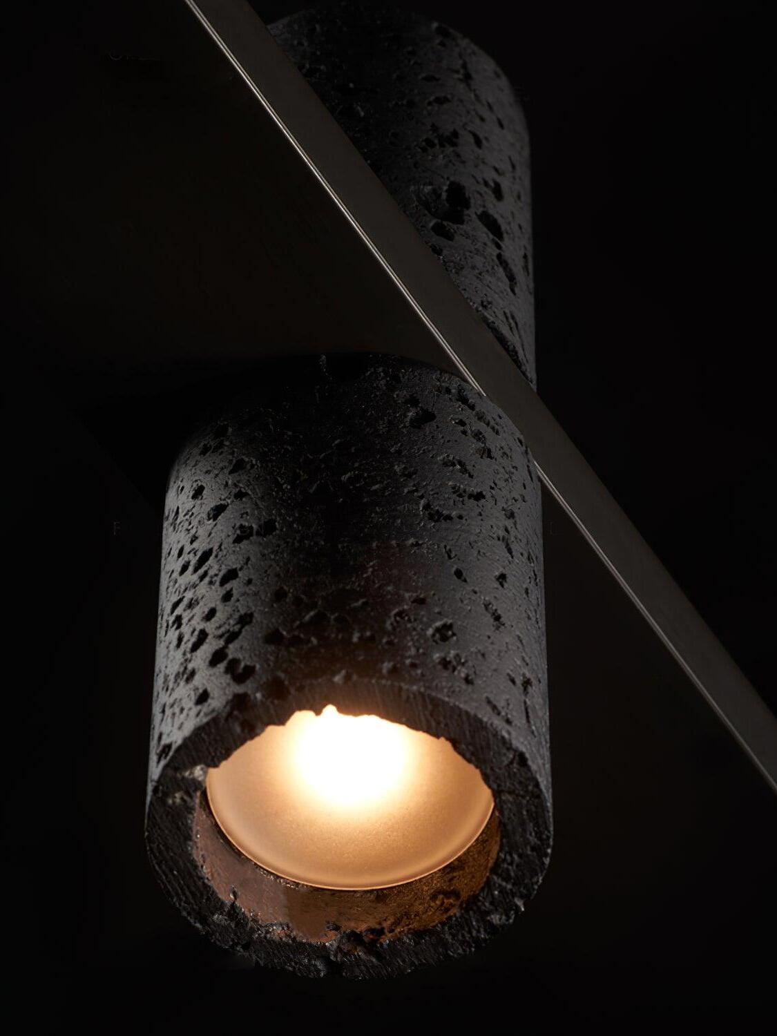 Lit underside of a textured cylindrical light element
