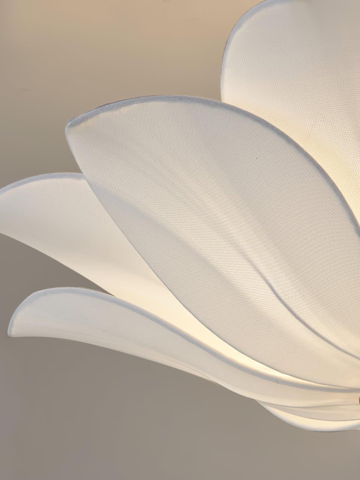 Close view of pale fabric petal and curved edge