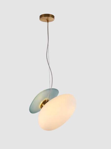 Model 20 blue and white pebble pendant with broad front oval