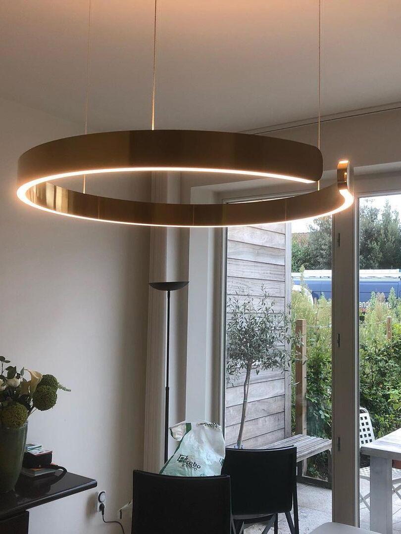 Close view of a metallic ring above a room