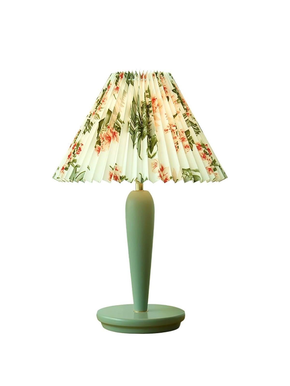 Light-blue Brentwood lamp with floral pleated shade