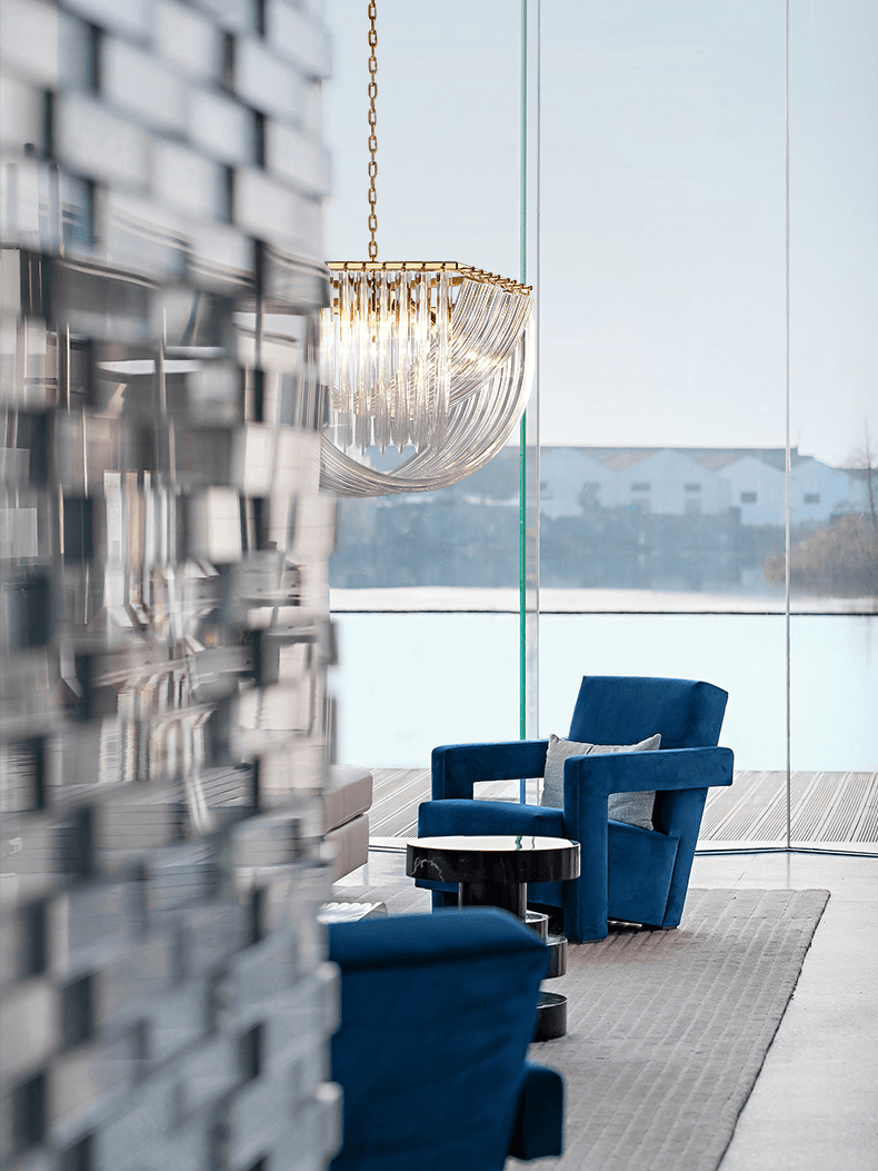 Modern Crystal pendant lamp in Champagne Gold for Restaurant - Cueteks
