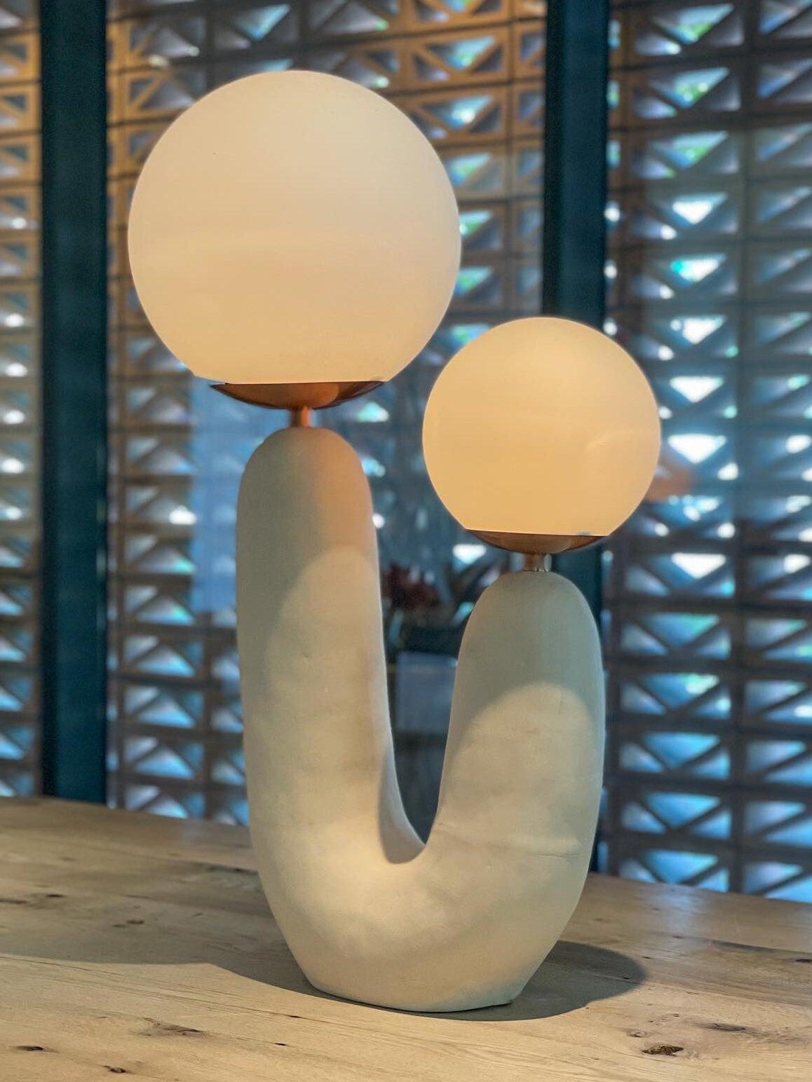 Macaroon Oo Ceramics Cactus Table Lamp - Cueteks