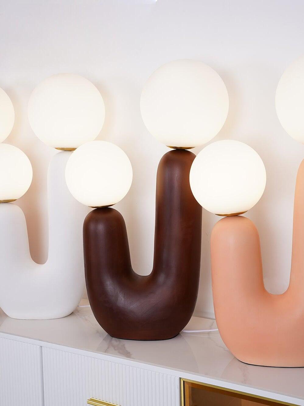 Macaroon Oo Ceramics Cactus Table Lamp - Cueteks