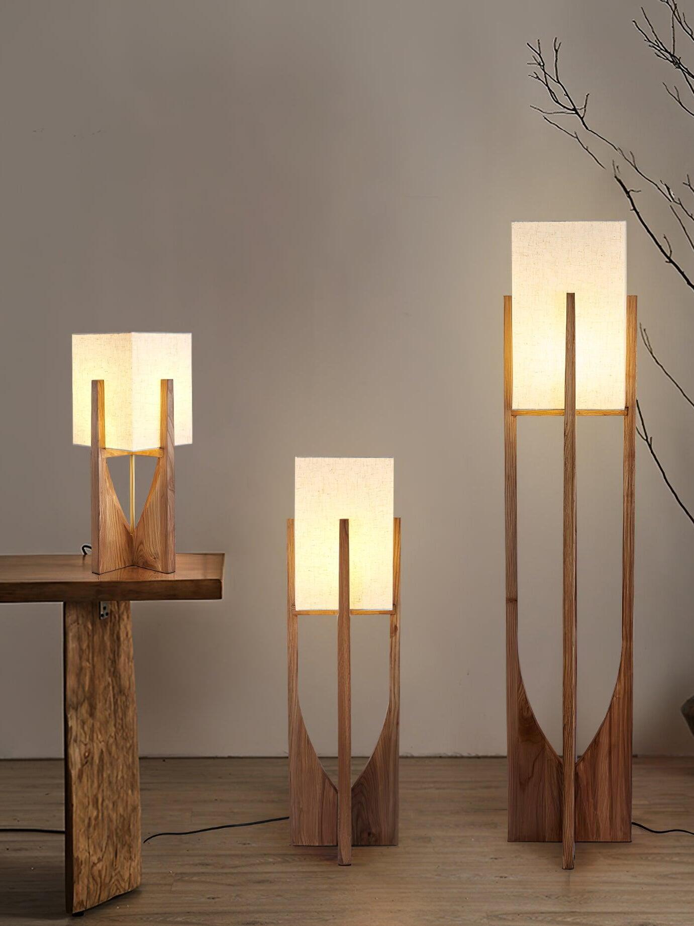 Three lamp heights with shortest on a table
