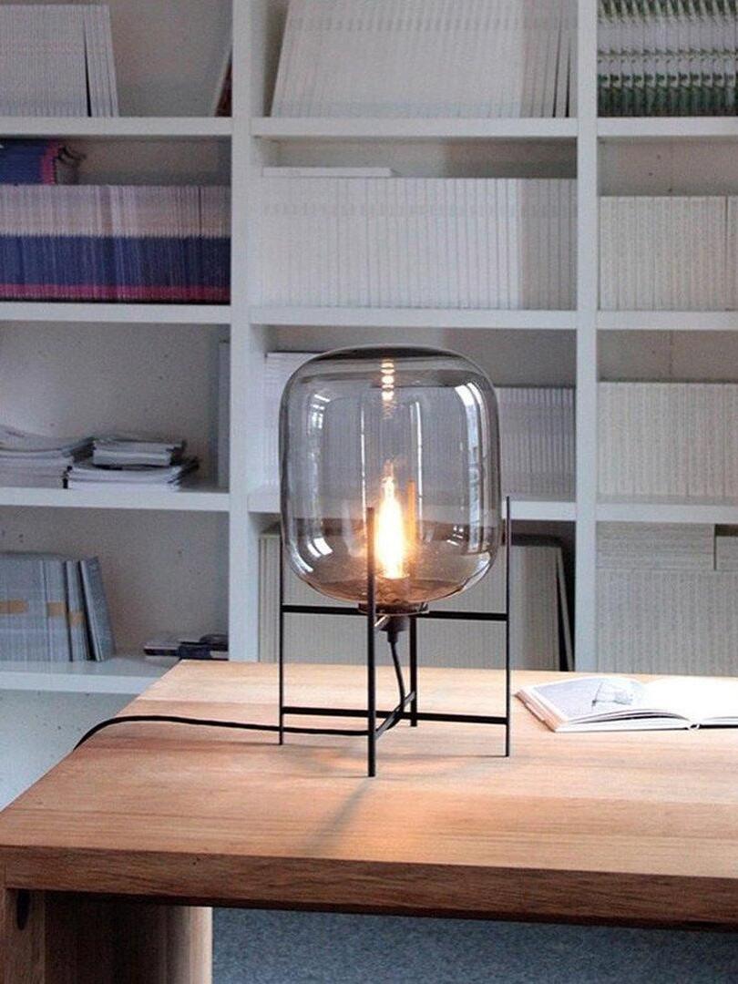 Classic Oda Transparant Glass Ball Table Lamp - Cueteks