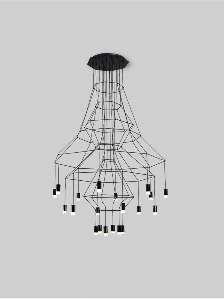 Industrial Metal Lines Multi-head Chandelier - Cueteks