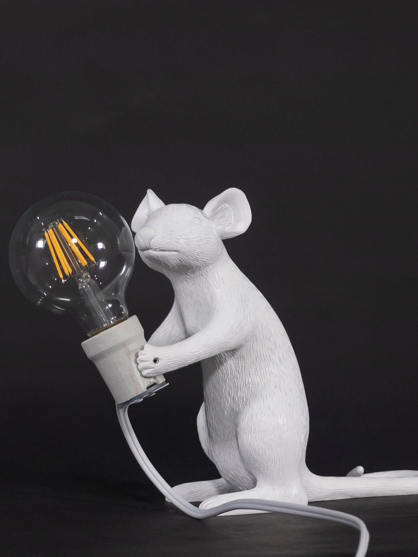 Resin White Mouse Shape Decorative Table Light - Cueteks