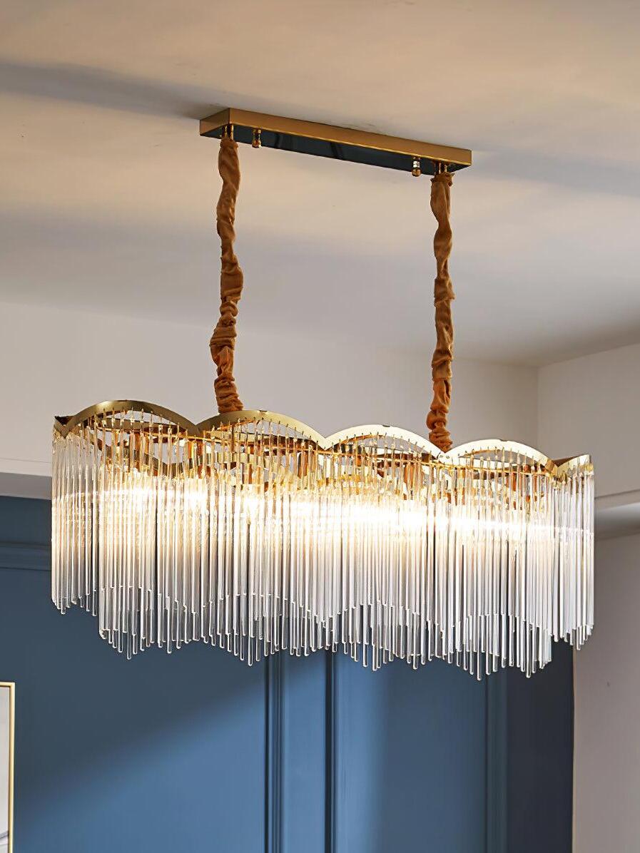 Classic Maria Theresa Multi-layer Glass Strips Chandelier - Cueteks