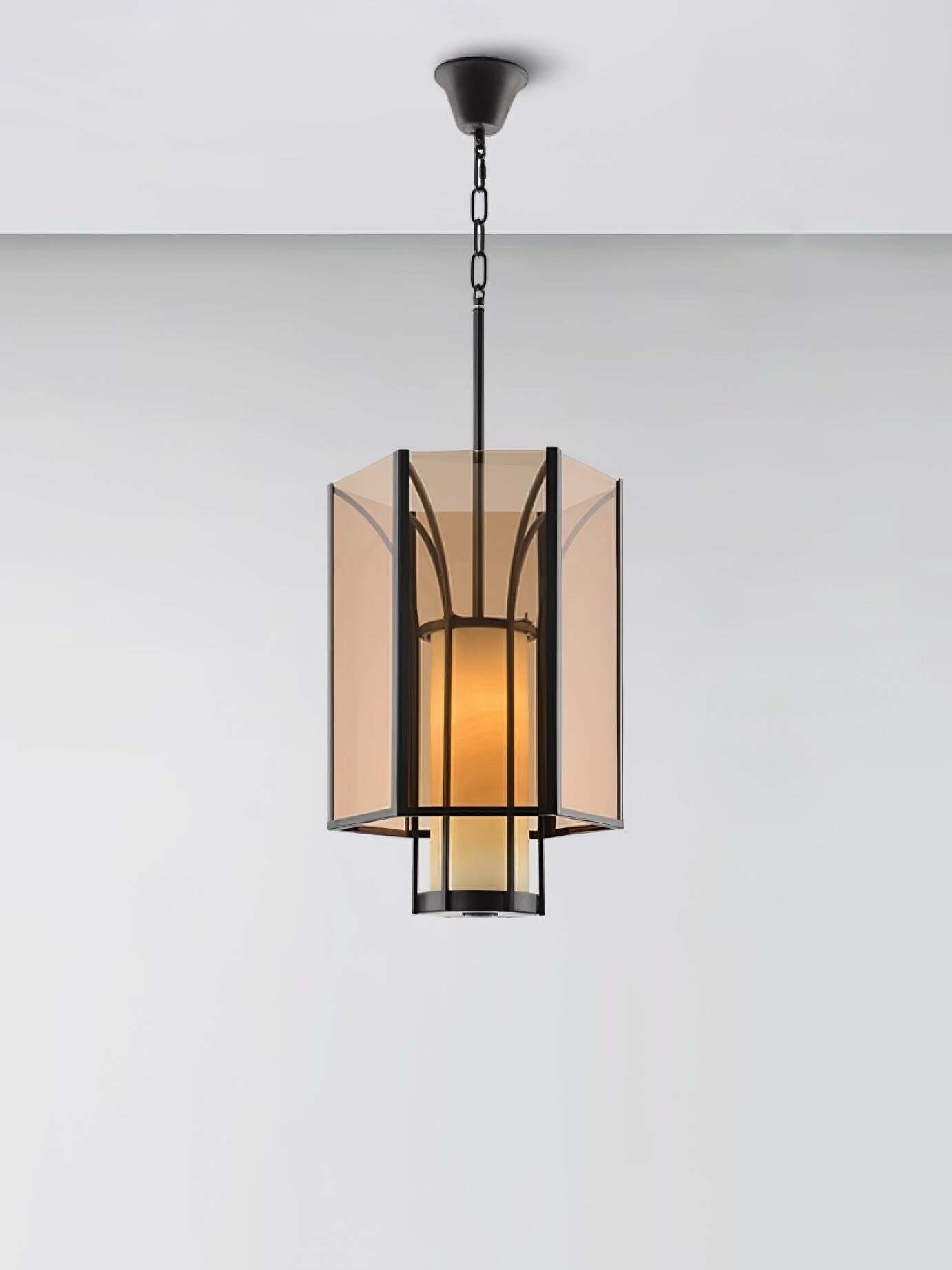 Medium Remy lantern pendant with ceiling chain and canopy