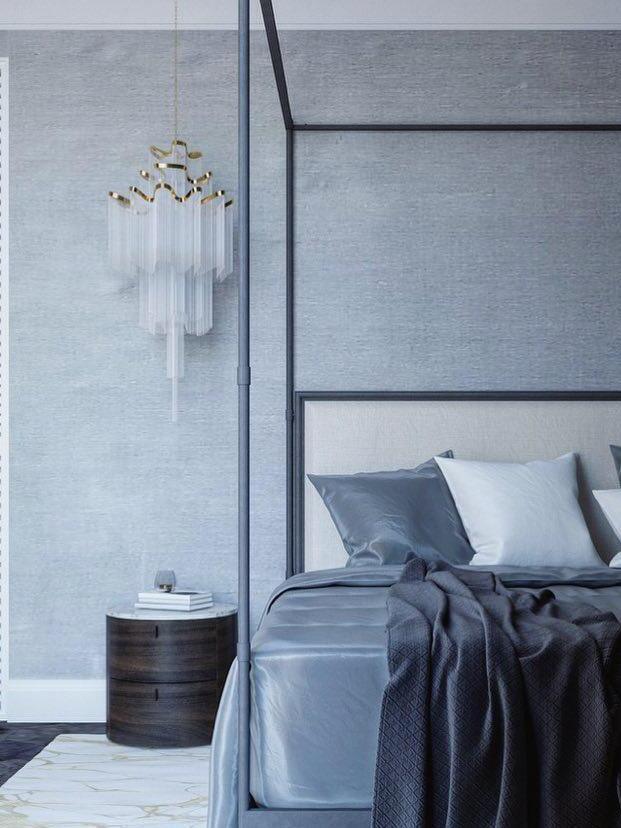Small chain-fringe fixture in a bedroom scene