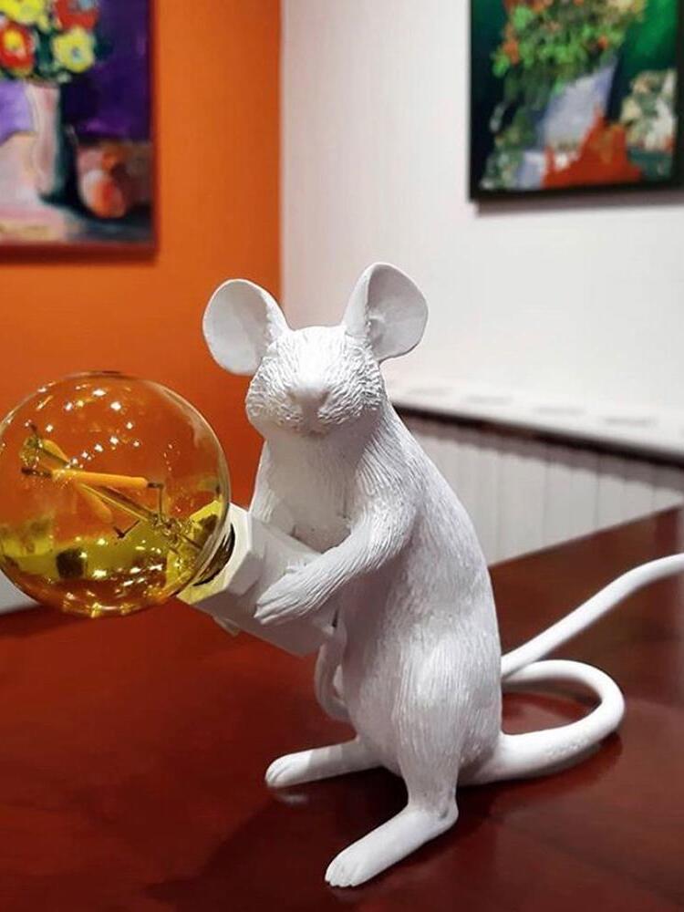Resin White Mouse Shape Decorative Table Light - Cueteks