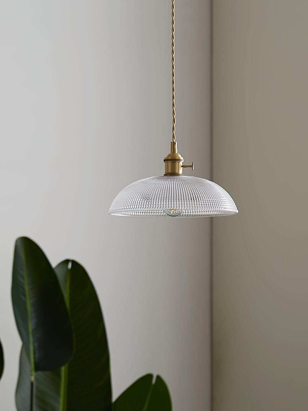 Unlit textured glass pendant with visible pattern