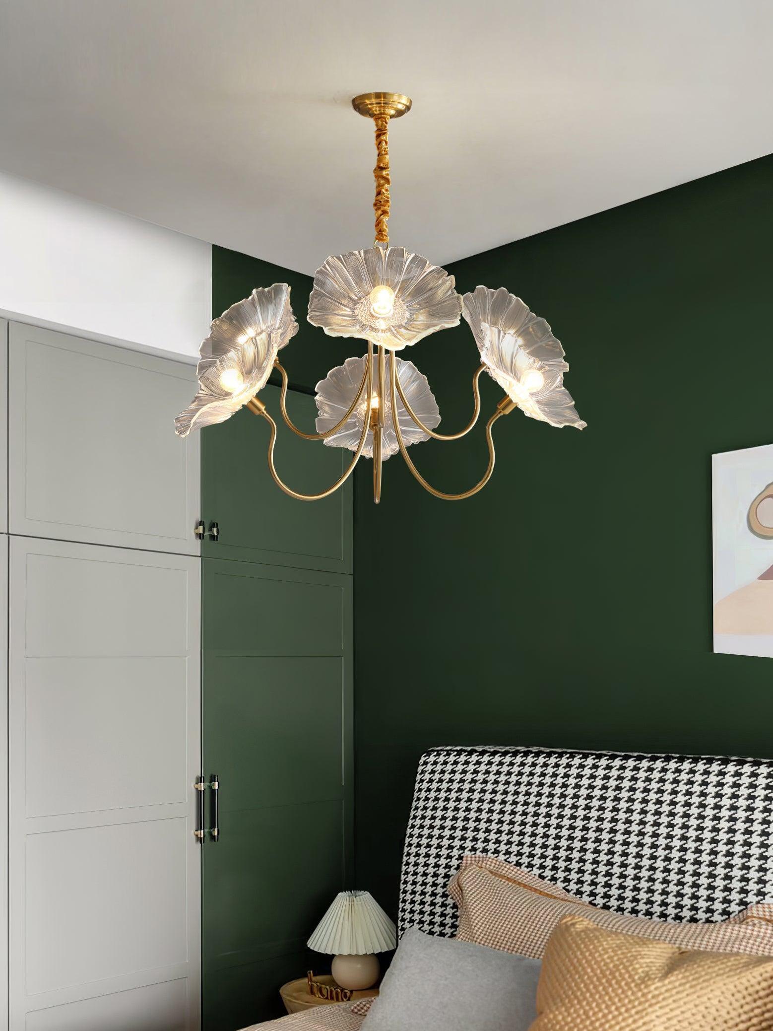 Lotus Leaf Glass Chandelier - Cueteks