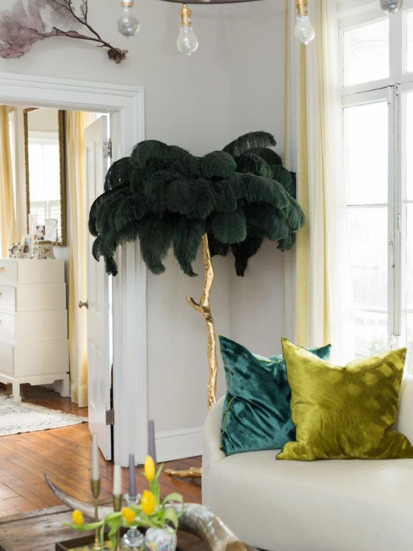 Ostrich Feather Resin Floor Light - Cueteks