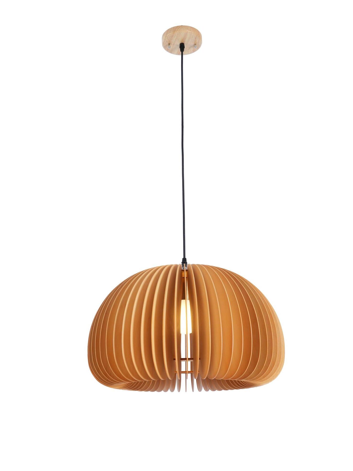 Rustic Wooden Pumpkin LED Pendant Lamp - Cueteks