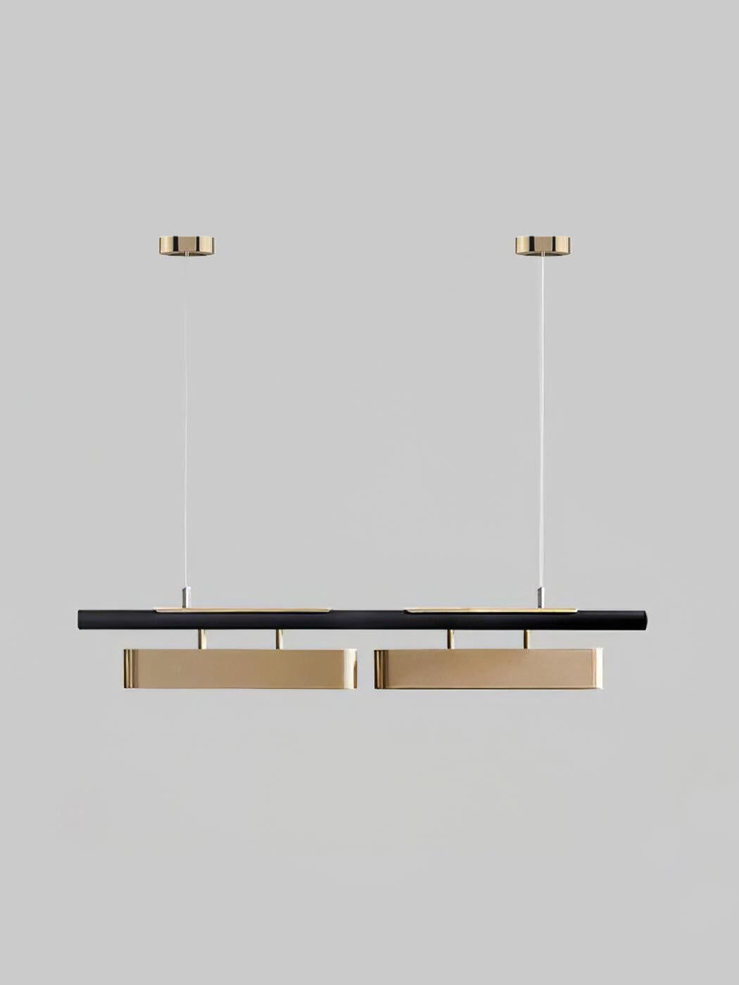 Colt 100 cm option: two brass modules below a black rail, with two round canopies against gray