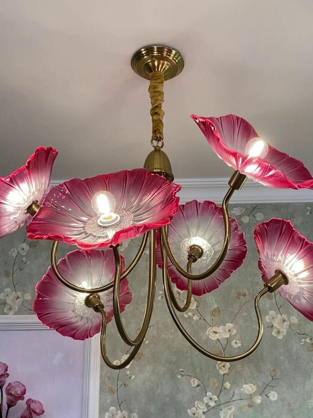 Lotus Leaf Glass Chandelier - Cueteks