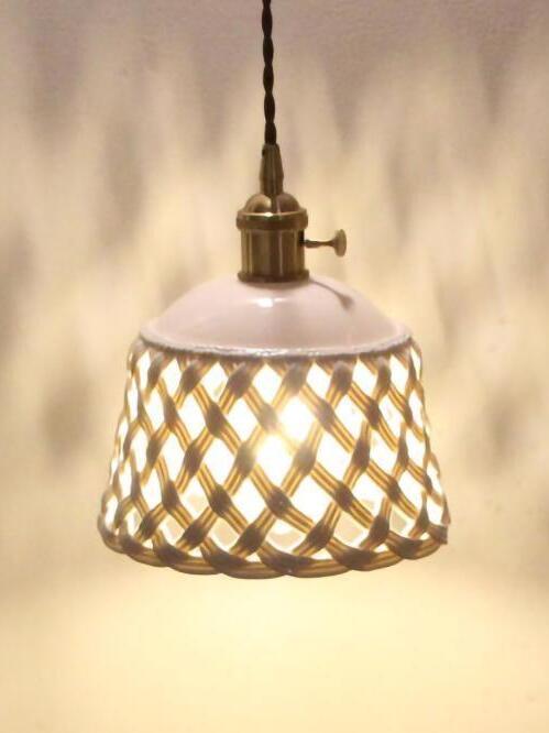 Stylish Ceramic Openwork Woven Pendant Lamp - Cueteks