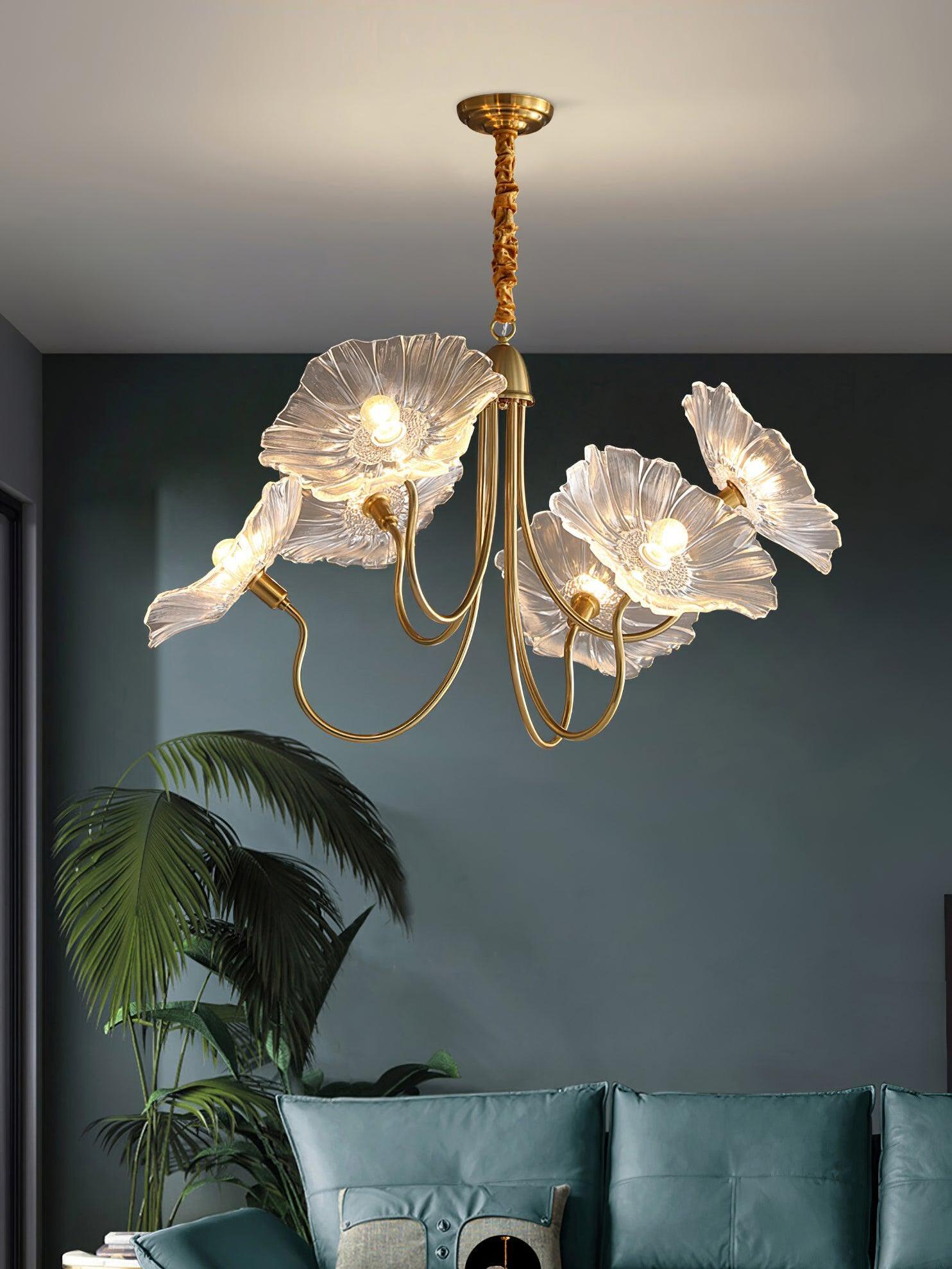 Lotus Leaf Glass Chandelier - Cueteks