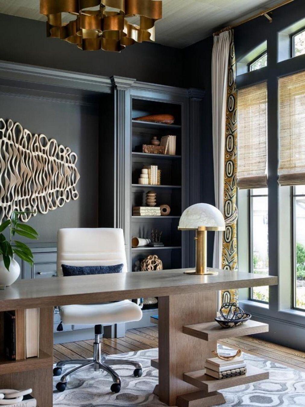Dome table lamp in an office setting