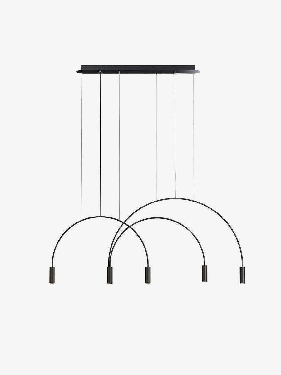 Five-head Black Arcs pendant with overlapping curves