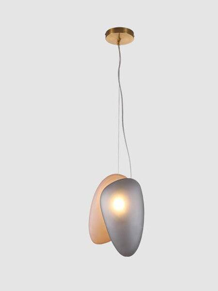 Model 16 smoky-grey and amber pendant with front dark oval