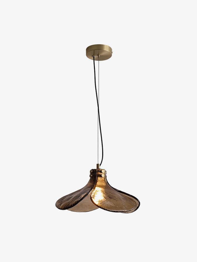 LS185 brown petal glass pendant with brass canopy