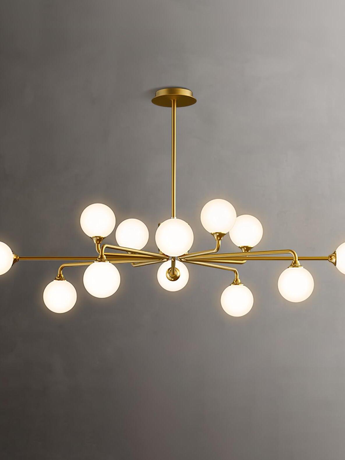Wide staggered glass globes beneath ceiling cup