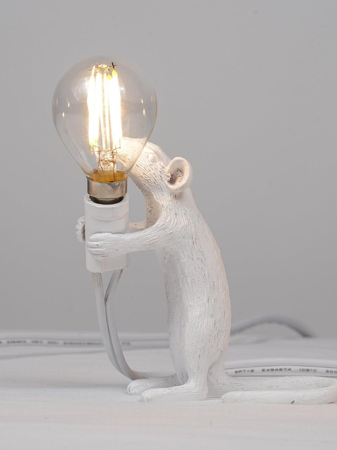 Resin White Mouse Shape Decorative Table Light - Cueteks