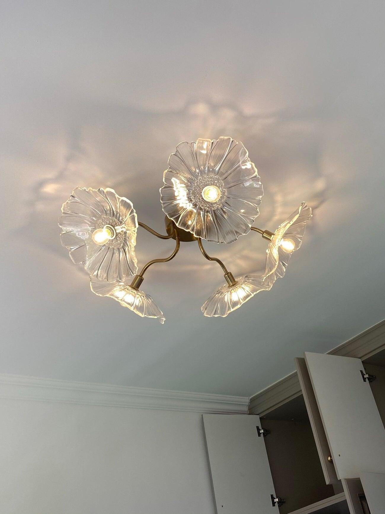 Lotus Leaf Glass Ceiling Lamp - Cueteks